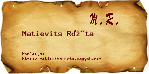 Matievits Réta névjegykártya